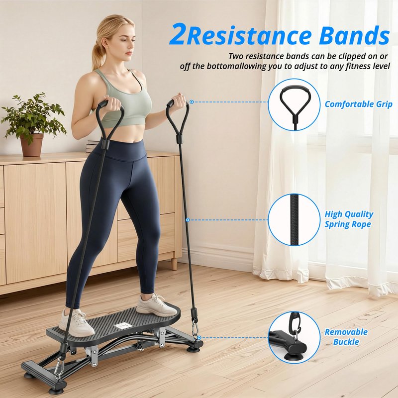 RYGEO Balance Board with Resistance Bands, Versatile Rocking Stepper, Wobble Board Featuring LCD Monitor, 331 lbs High-Capacity Ski Twister Trainer for Full Body Exercise at Home