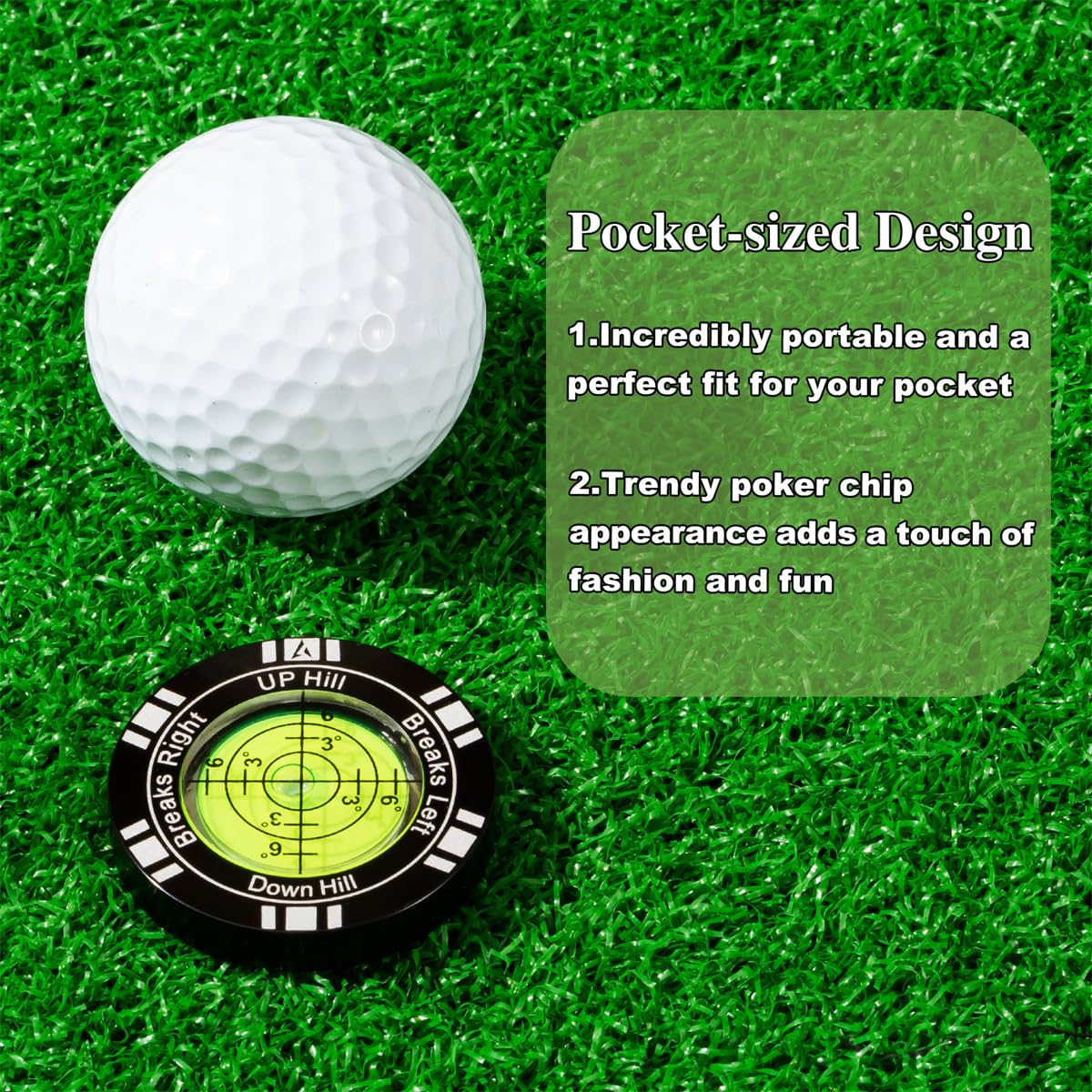VIGLORY Golf Putt Green Reader, High Precision Golf Training Aid, Stylish Hat Clip Ball Marker, Golf Accessories for Men Women (Black)