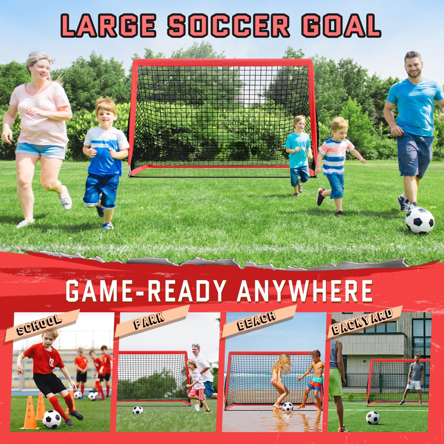 KTRIO 6x4 ft Soccer Goal, Foldable Soccer Net with Carry Bag