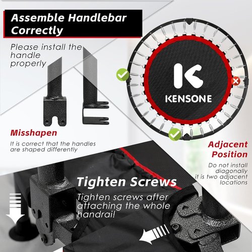 KENSOINE Foldable Mini Trampoline - Indoor Fitness Rebounder for Kids & Adults | Adjustable Foam Handle, Max Load 450 lbs