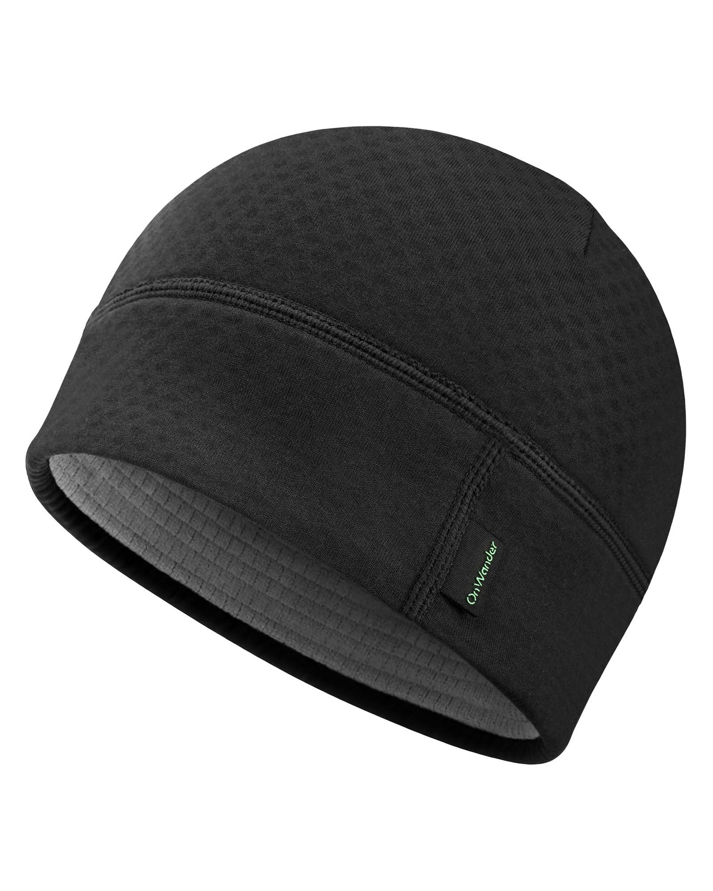 OnWander Winter Sports Beanie for Men Women - Uni-Directional Sweat Transport Thermal Skull Cap, Moisture-Wicking Headwear for Running Cycling Commuting Black