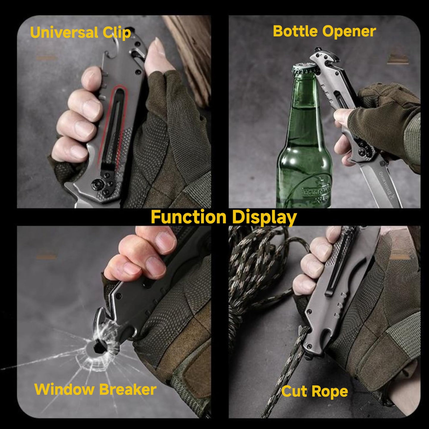 Pocket Knife with Serrated Clip Blade, Folding Pocket Knife for Outdoor Tactical Survival and EDC, Survival Knife Liner-Lock Belt Clip, Hunting, Camping, Broken Glass, Unique Gifts for Friends
