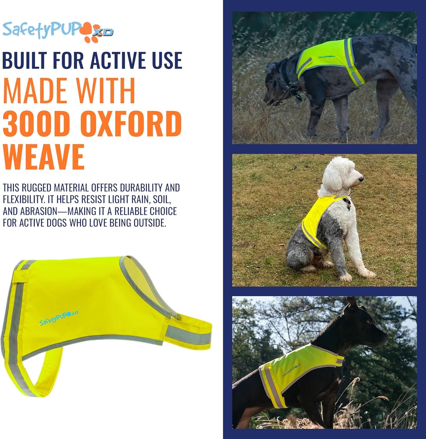 SafetyPUP | XD Lite Dog Vest - Reflective Hi-Visibility Fluorescent Yellow for Enhanced Safety