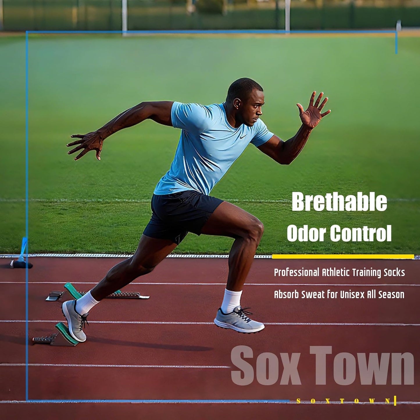 SOX TOWN Unisex Cushioned Crew Athletic Socks - Moisture-Wicking Combed Cotton for Breathable Comfort