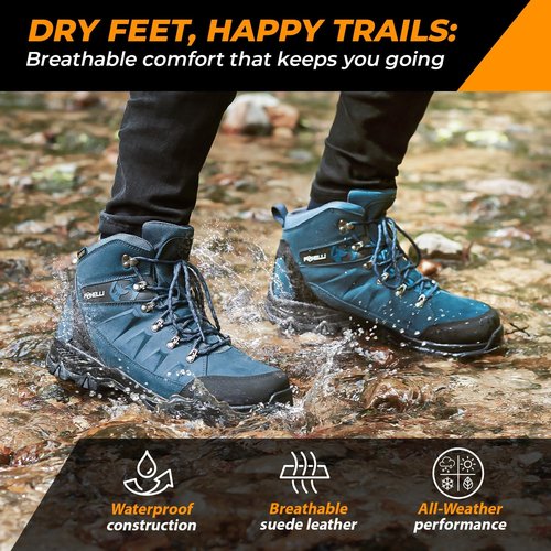 Foxelli Women's Hiking Boots - Lightweight Waterproof Suede Leather for All-Day Comfort & Support