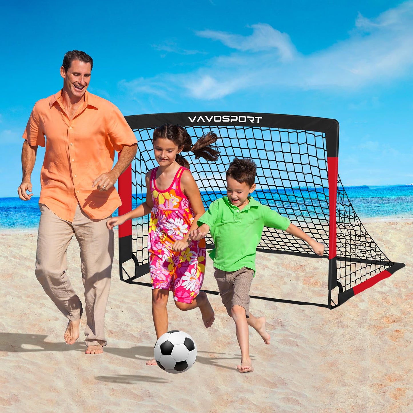 VAVOSPORT Kids Soccer Goals for Backyard, 2-Pack 4x3ft Portable Soccer Nets, Pop Up Mini Toddler Soccer Goal Set with Size 3 Ball, Cones & Pump for Ages 3-12, Indoor & Outdoor Practice Training Kit