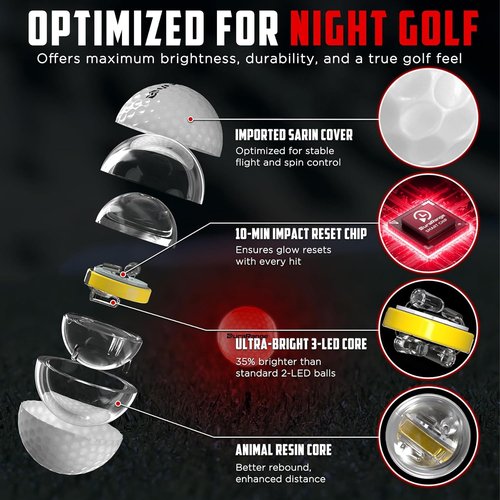 DURARANGE Glow in The Dark Golf Balls - Ultra Bright LED Night Golf Balls | Perfect Gift for Men & Women