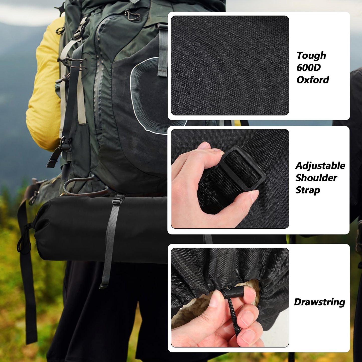 2 Pack 43.3×13.7 Inches Heavy Duty Camping Chair Replacement Bag Large Folding Chair Carry Bag with Adjustable Shoulder Strap Oxford Cloth Storage Tent Bag for Outdoor Camping Travel Sports (Black)