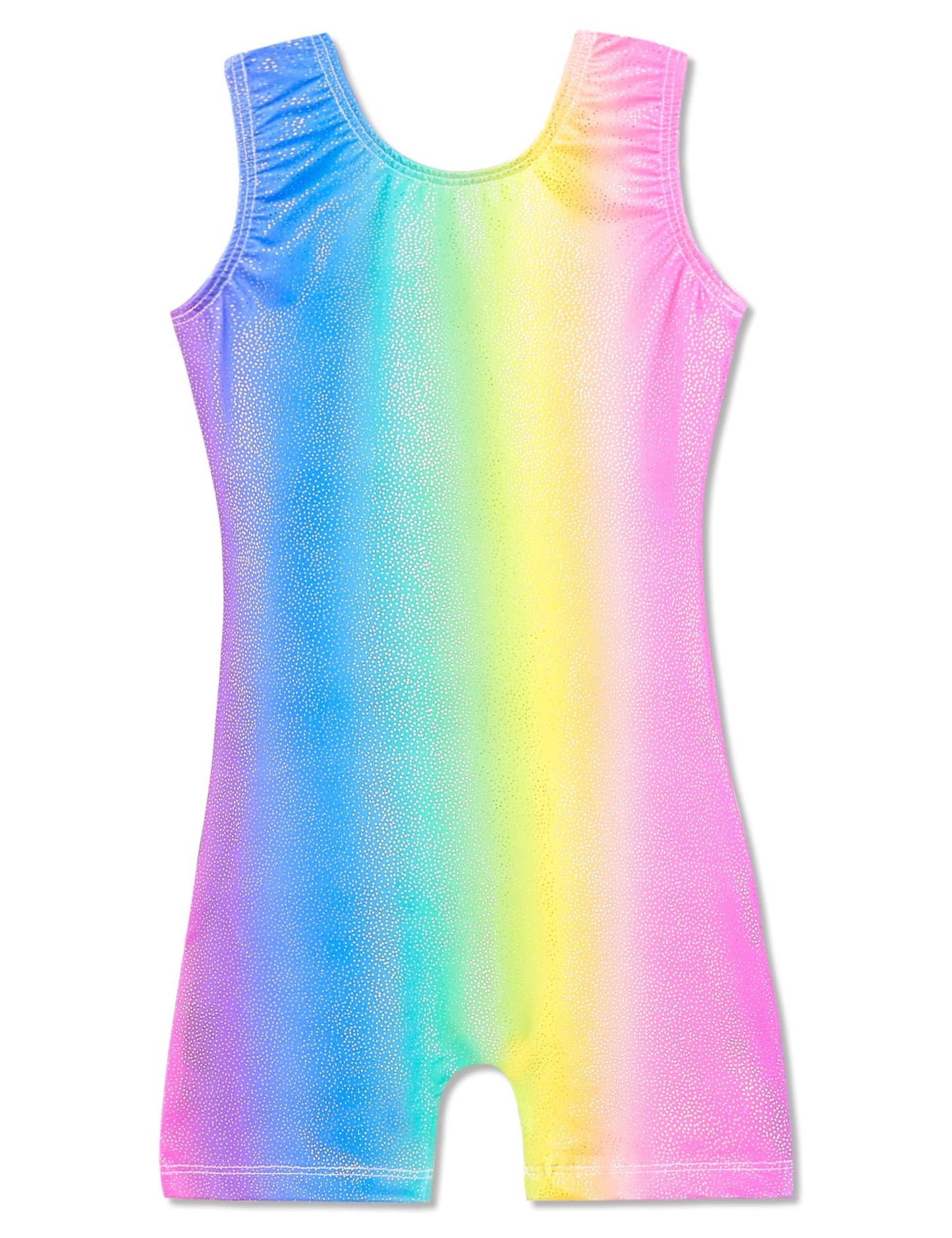 Domusgo Toddler Leotard for Girls Gymnastics Size 2t 3t Shiny Colorful Stripe Sleeveless Biketards