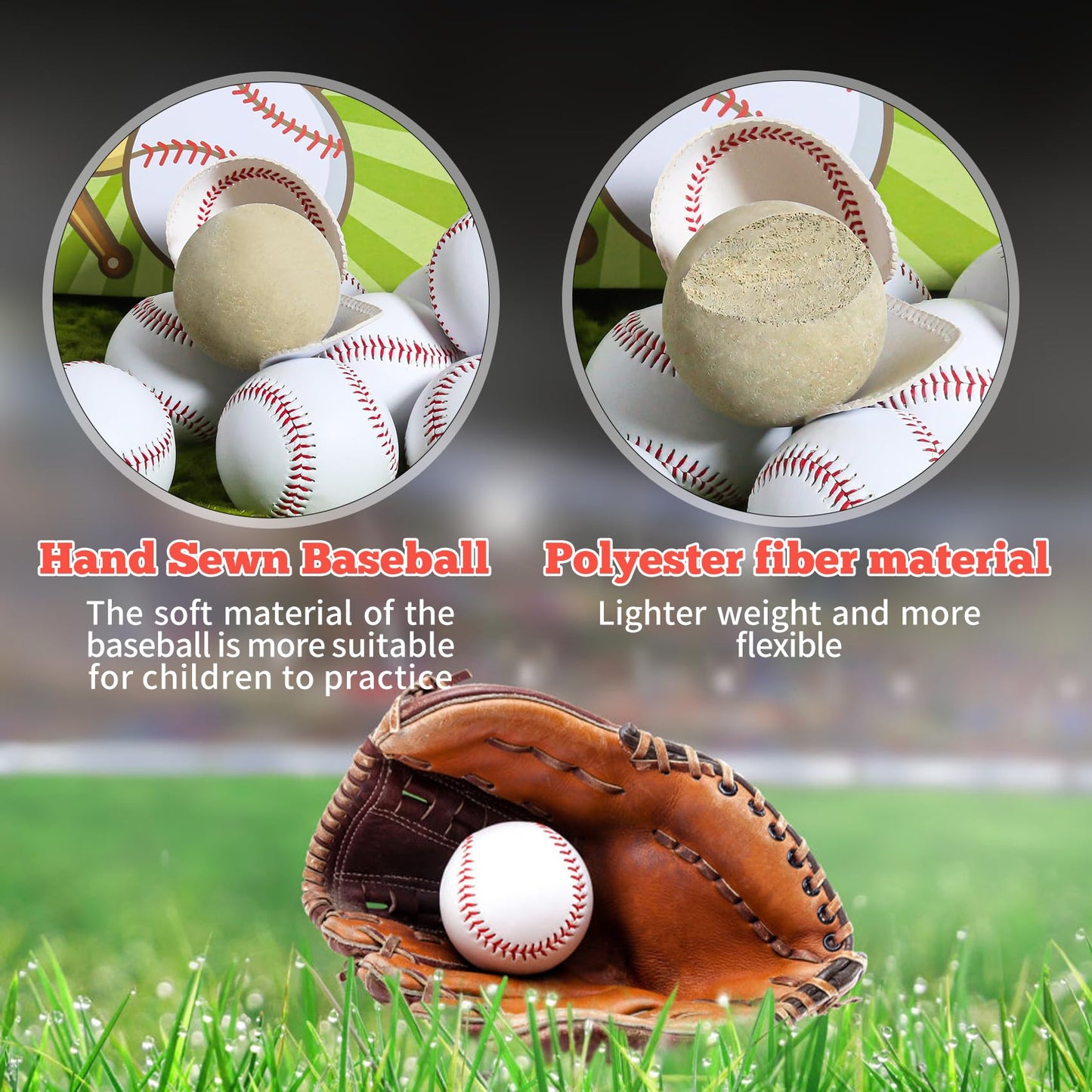 Disents 12 Pack Standard Size T-Ball Training Baseballs - Youth/High School Baseball Bulk Practice Balls, Rubber Filling - 100% Faux Leather Soft Baseballs for Kids