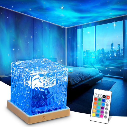 Northern Lights Projector, 16 Colors Galaxy Projector for Bedroom with Remote, Cube Lamp Ambient Lighting Ocean Wave Projector Night Light for Kids, Cute Aesthetic Room Decor for Teen Girls Gifts