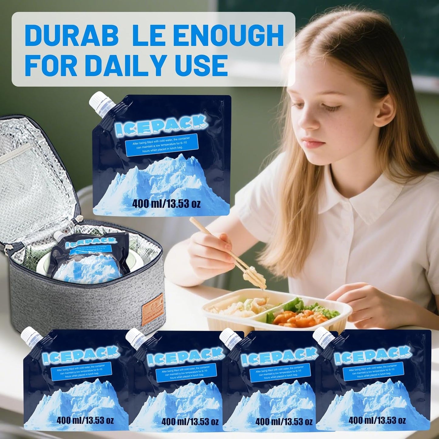 Reusable Ice Packs for Coolers - 5 Pack Freezable Gel Packs for Lunch Box, Camping & Medical Use - Leakproof & Long-Lasting