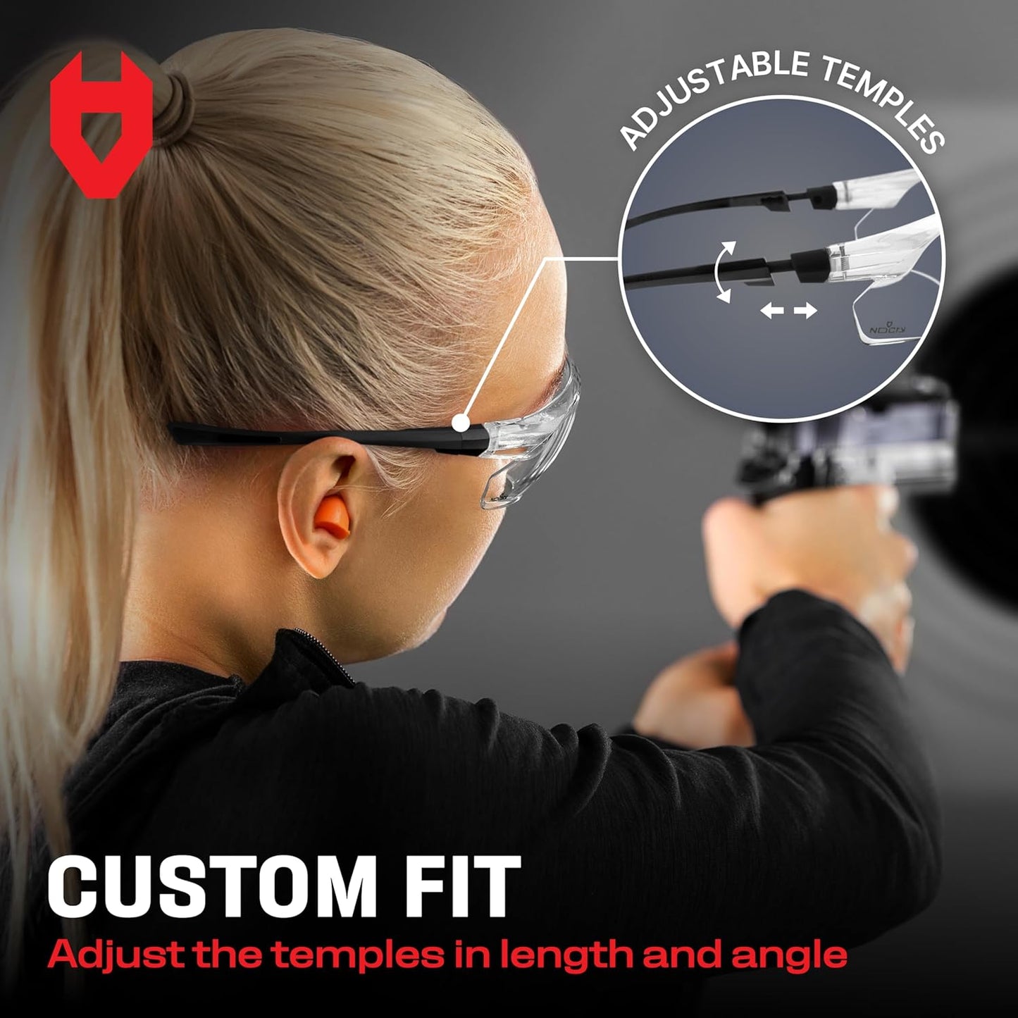 NoCry Shooting Glasses - Anti-Fog, Scratch Resistant Wraparound Lenses | ANSI Z87 Safety, Adjustable Fit