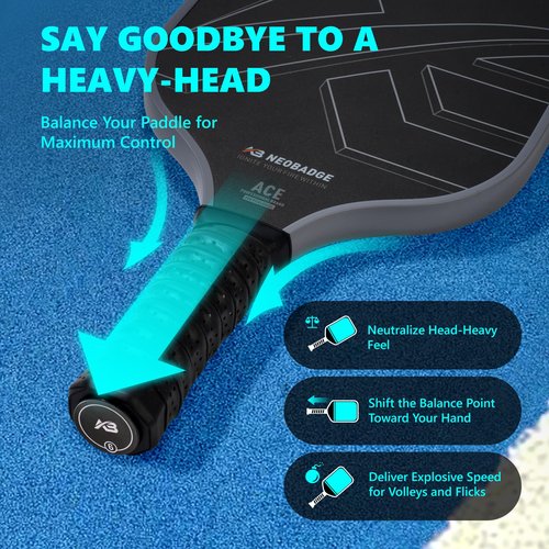 Neobadge Pickleball Paddle Cap Weights – Weighted End Cap Counterbalance Set | Improves Balance, Control & Stability | Personalized Feel