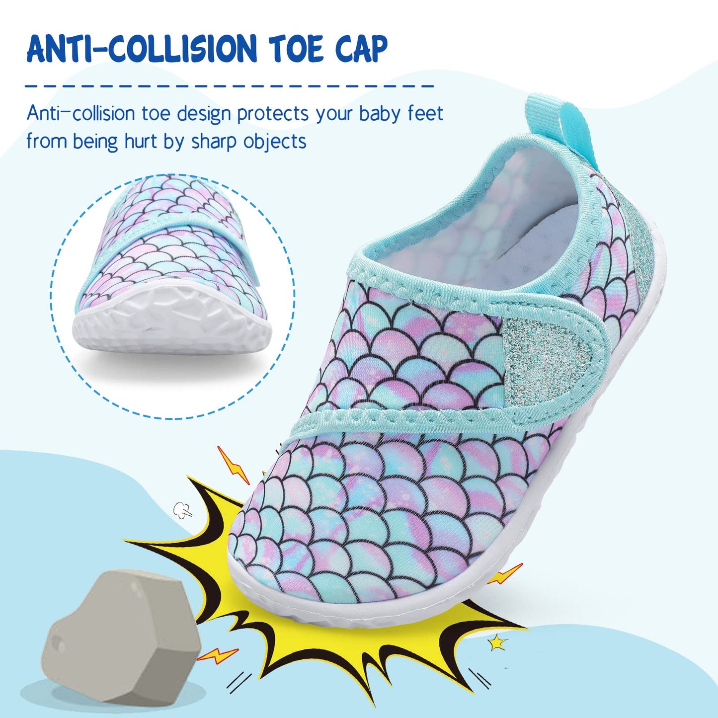 LeIsfIt Boys Girls Water Shoes Kids Aqua Socks Toddler Quick-Dry Swimming Shoes Non-Slip Summer Shoe for Beach Pool Surf, Green Scale, 11 Toddler