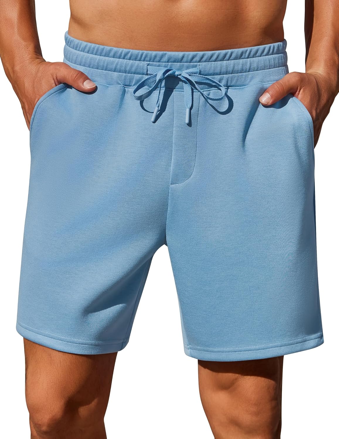 PINSPARK Men's Lounge Sweat Shorts - 7" Casual Gym Workout Shorts with Elastic Waist & Drawstring