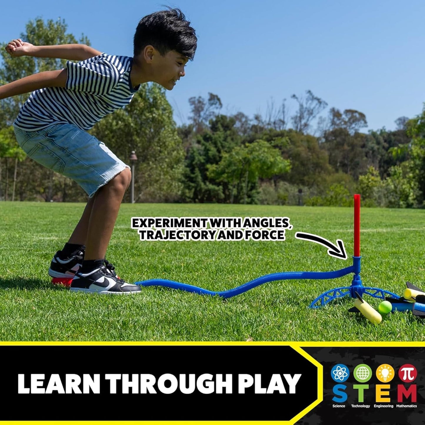 Stomp Rocket Jr. Multi-Color Rocket Launcher - Fun Outdoor STEM Toy for Kids | Soars Up to 100 Feet, Ages 3+