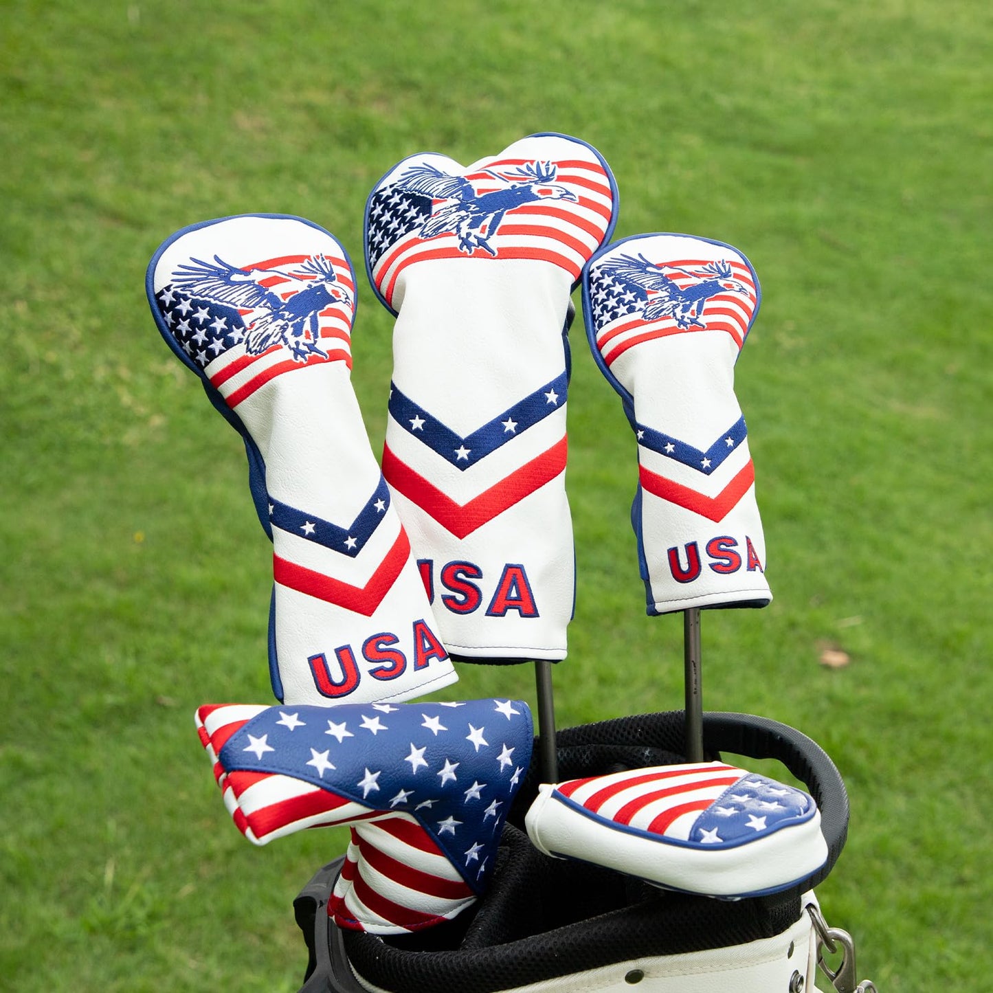brdejc Golf Club Cover USA Eagle Putter Cover Driver Covers Fariway Wood Headcover Hybrid Cover Blade Putter Headcover Leather Golf Headcovers for All Brand (for Driver)