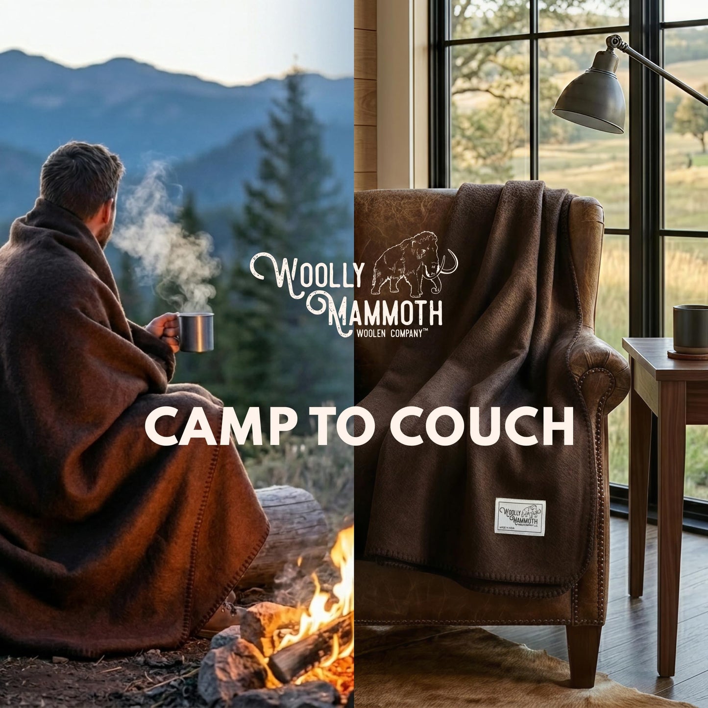 Woolly Mammoth Woolen Co. | Extra Large Merino Wool Camp Blanket | Perfect Outdoor Gear | Bedroll for Bushcraft, Camping, Trekking, Hiking, Survival, or Throw Blanket at the Cabin (Gray), 66" x 90"