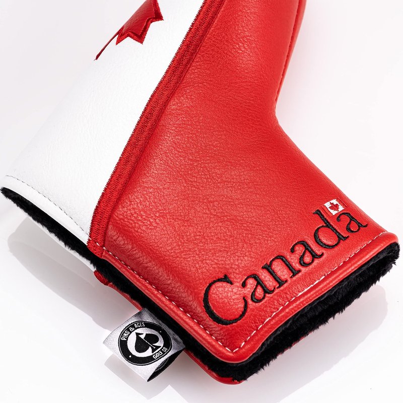 Pins & Aces Canada Head Cover - Premium, Hand-Made Leather, Headcover - Maple Leaf Styled, Tour Quality Golf Club Cover - Style and Customize Your Golf Bag (Blade)