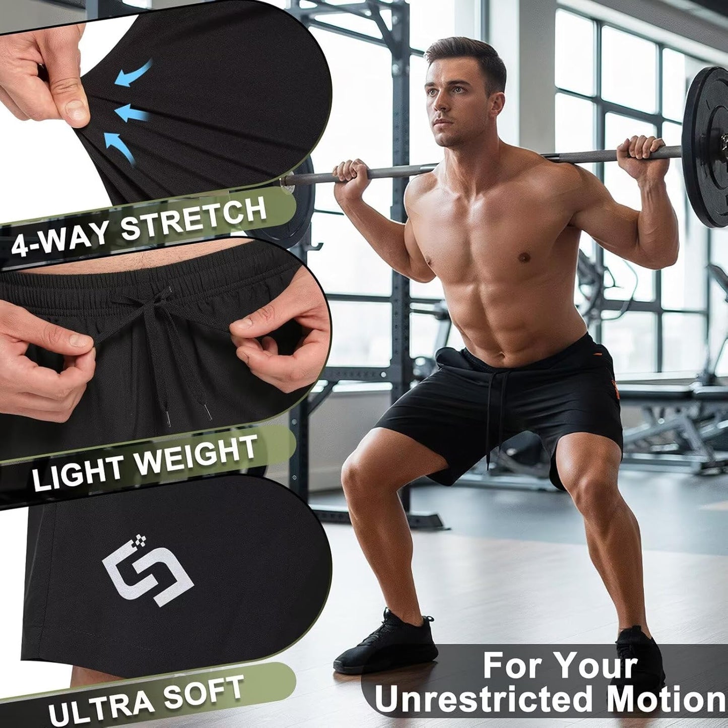 Skiennix Men's 7" Athletic Gym Shorts - Lightweight Quick-Dry Design with Zipper Pockets for Running & Basketball