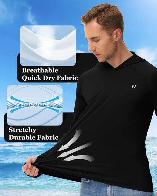 Isnowood Sun Shirt - UPF 50+ Men's Fishing Hoodie | Long Sleeve UV Protection for Outdoor Activities