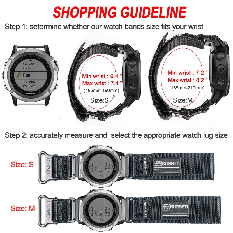 Nylon Sports Watch Band, 22mm Military Strap Compatible with Garmin Fenix 8 47mm /7/7 Pro/6/6 Pro/5/5 Plus/E 47mm, MARQ Athlete/Golfer/Driver/Captain/Adventurer/Commander, Instinct 2/Crossover/Tacical/Esports/Tide, D2 Delta S/Descent G1, Approach S60/62/S