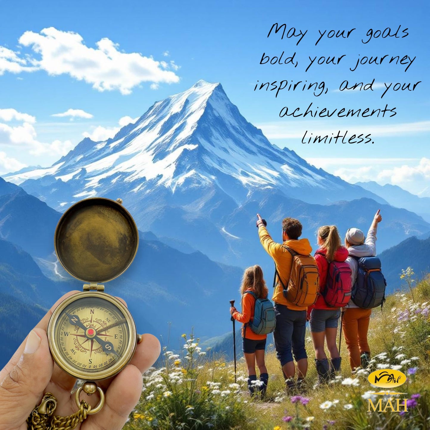 Brass Compass with “Second Star to the Right” Embossed Dial – Inspirational Pocket Compass Gift for Son, Daughter, or Friend | Motivational Keepsake for Graduation, Birthday, Christmas, or Travel gift