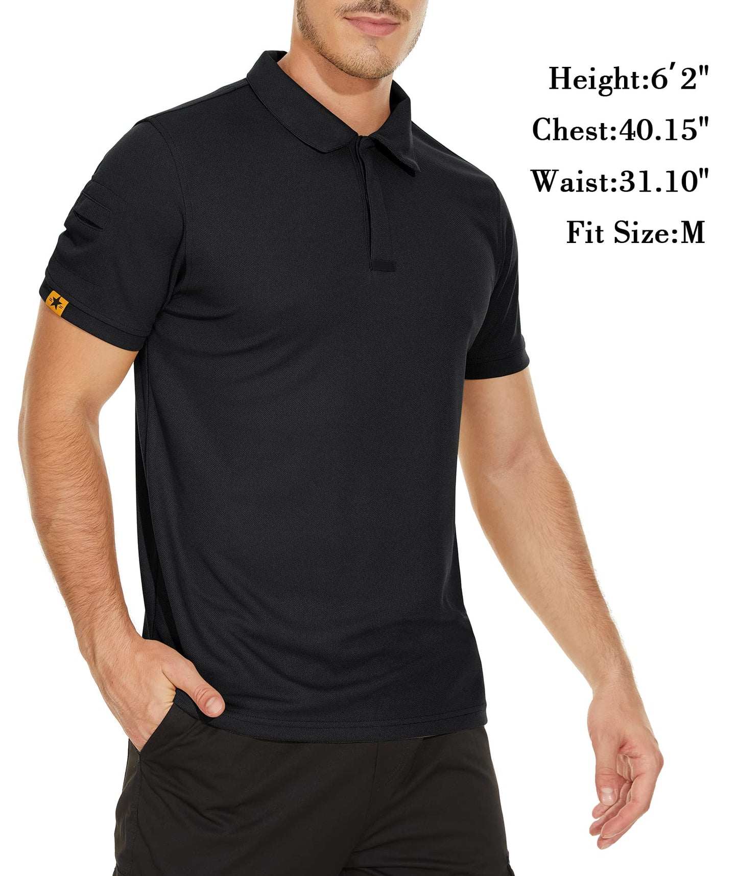 V VALANCH Black Polo Shirts for Men Short Sleeve Moisture Wicking Golf Polo Collared Sport Tennis Shirts,Black,XL