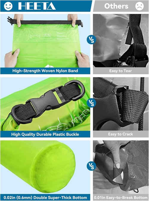HEETA Waterproof Dry Bag - Lightweight Roll Top Storage for Travel & Outdoor Activities | 5L/10L/20L/30L/40L Sizes