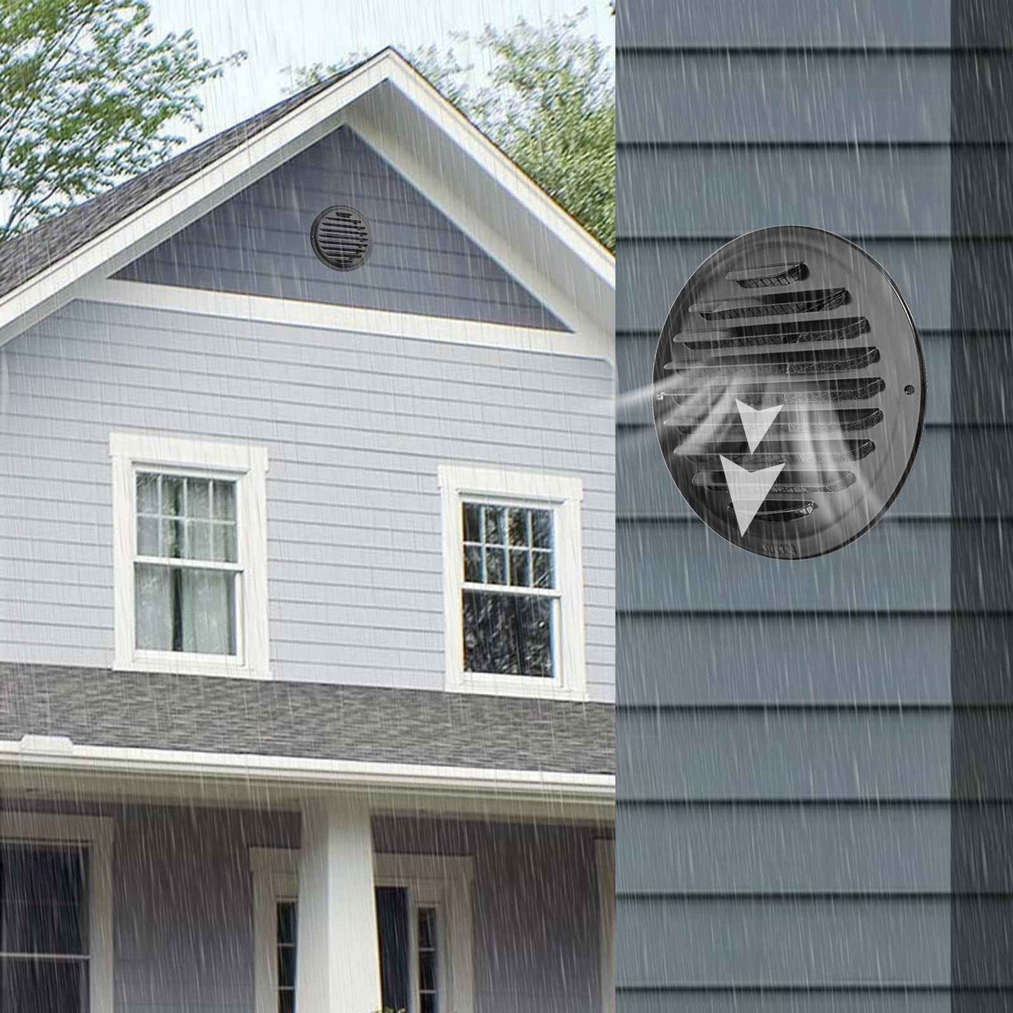 OGANAZI 2PCS 6 Inch Stainless Steel Air Vents Round Black Soffit Vent Cover Air Vent Flat Ducting Air Outlet with Built-in Fine Mesh for Kitchen, Bathroom, Garage, Office and Warehouse Ventilation