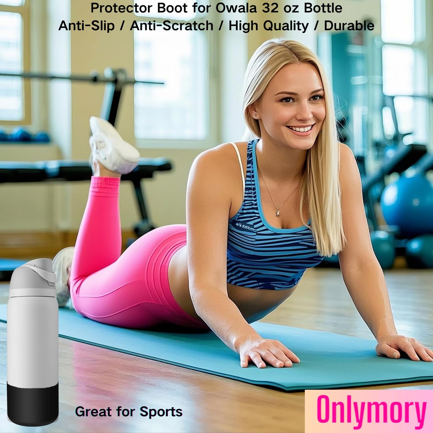 Onlymory Silicone Boot for Owala 32 oz Water Bottle, Anti-Slip Protective Bottom Cover, Soft BPA-Free Silicone Sleeve, Noise-Reducing Bumper for Owala FreeSip & Twist Bottles Boots (Black,32OZ)