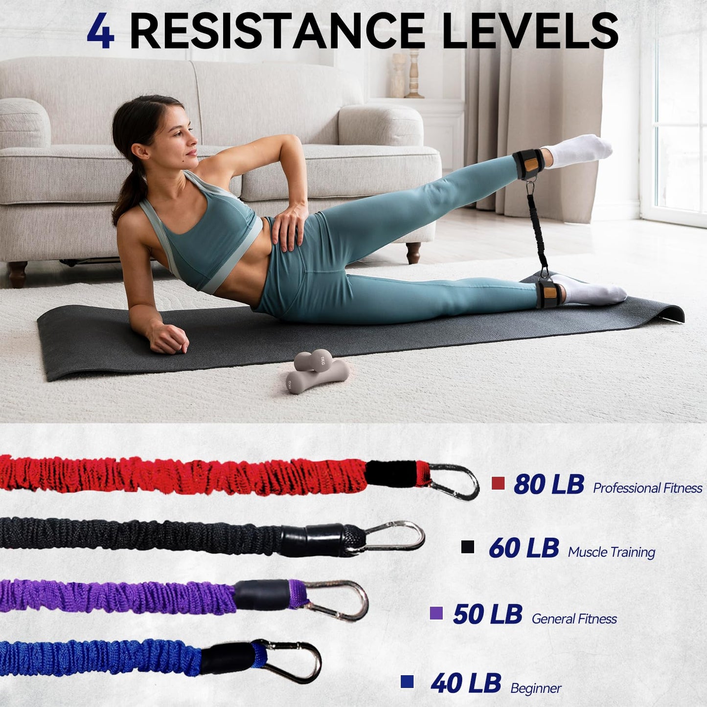 Resistance Bands for Lower Body Exercises Leg Strength Resistance Bands for Working Out Glutes Hip Building Resistance Tubes with Heavy Duty Protective Nylon Sleeves for Fitness Yoga