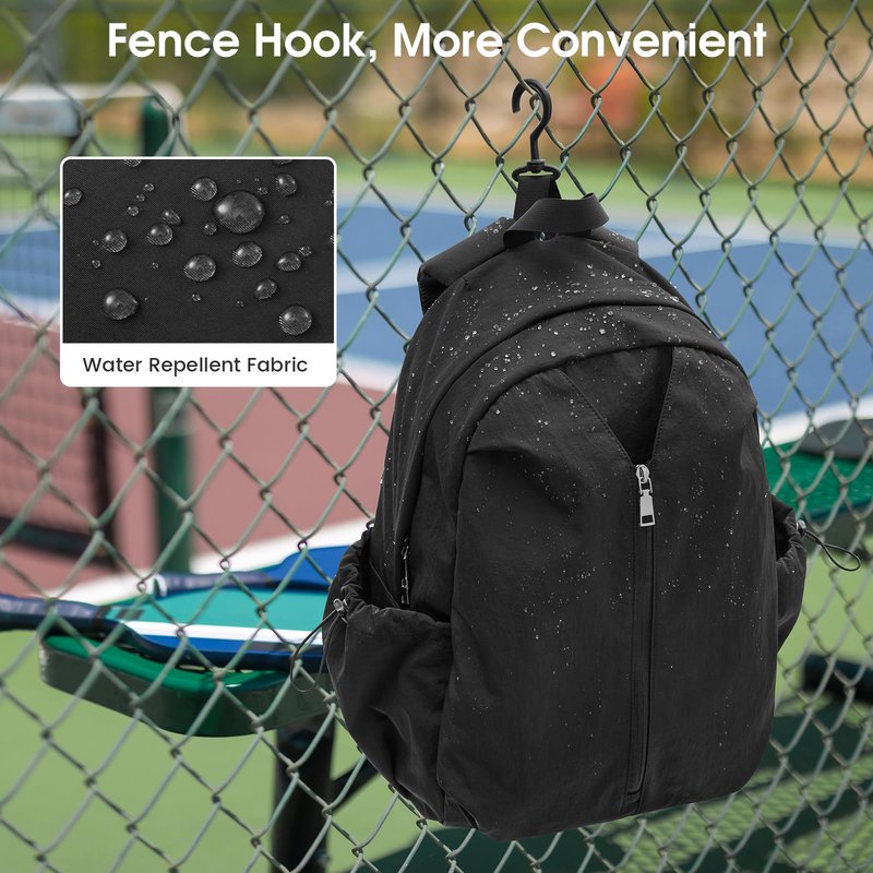G4Free 20L Pickleball Bag for Women, Pickleball Paddle Backpack with Fence Hook, Work Travle Bag with 15" Laptop Compartment-Black