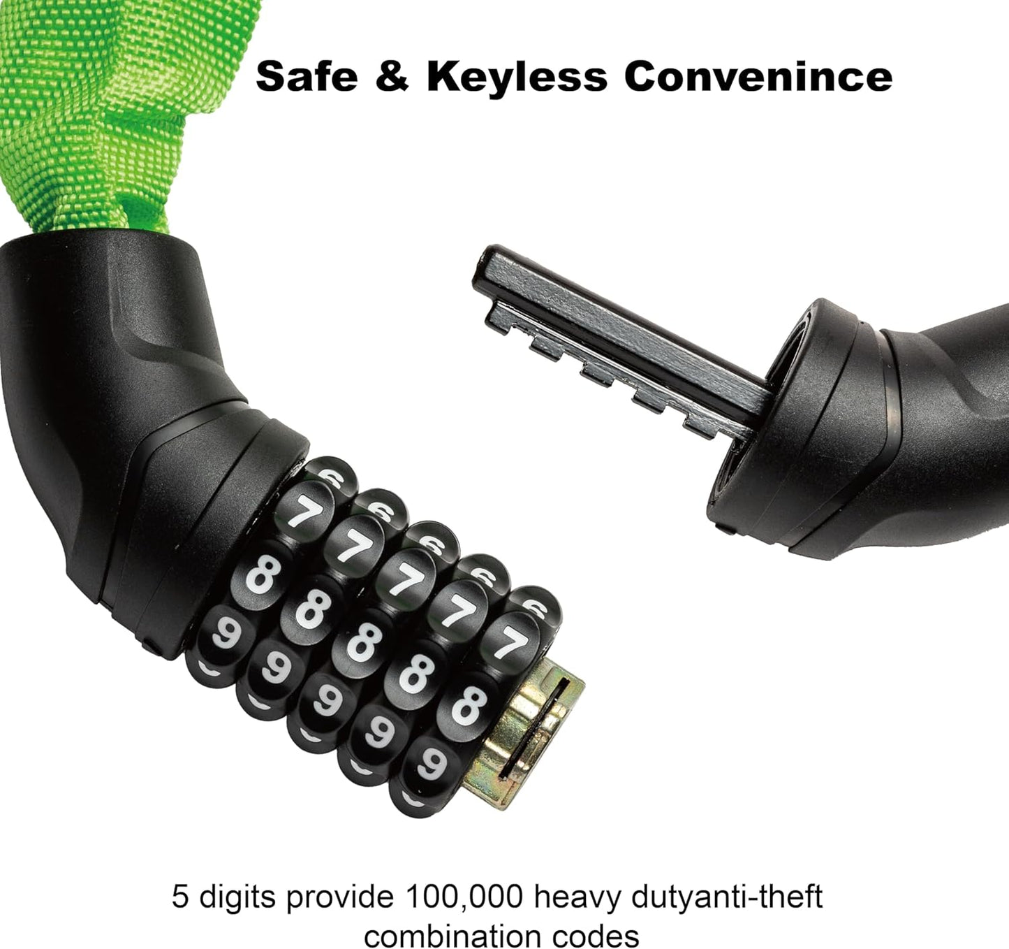 Via Velo Bike Chain Lock - Heavy Duty 5-Digit Resettable Anti-Theft Security Lock | 2.95 Ft for Bicycles, Scooters, and More