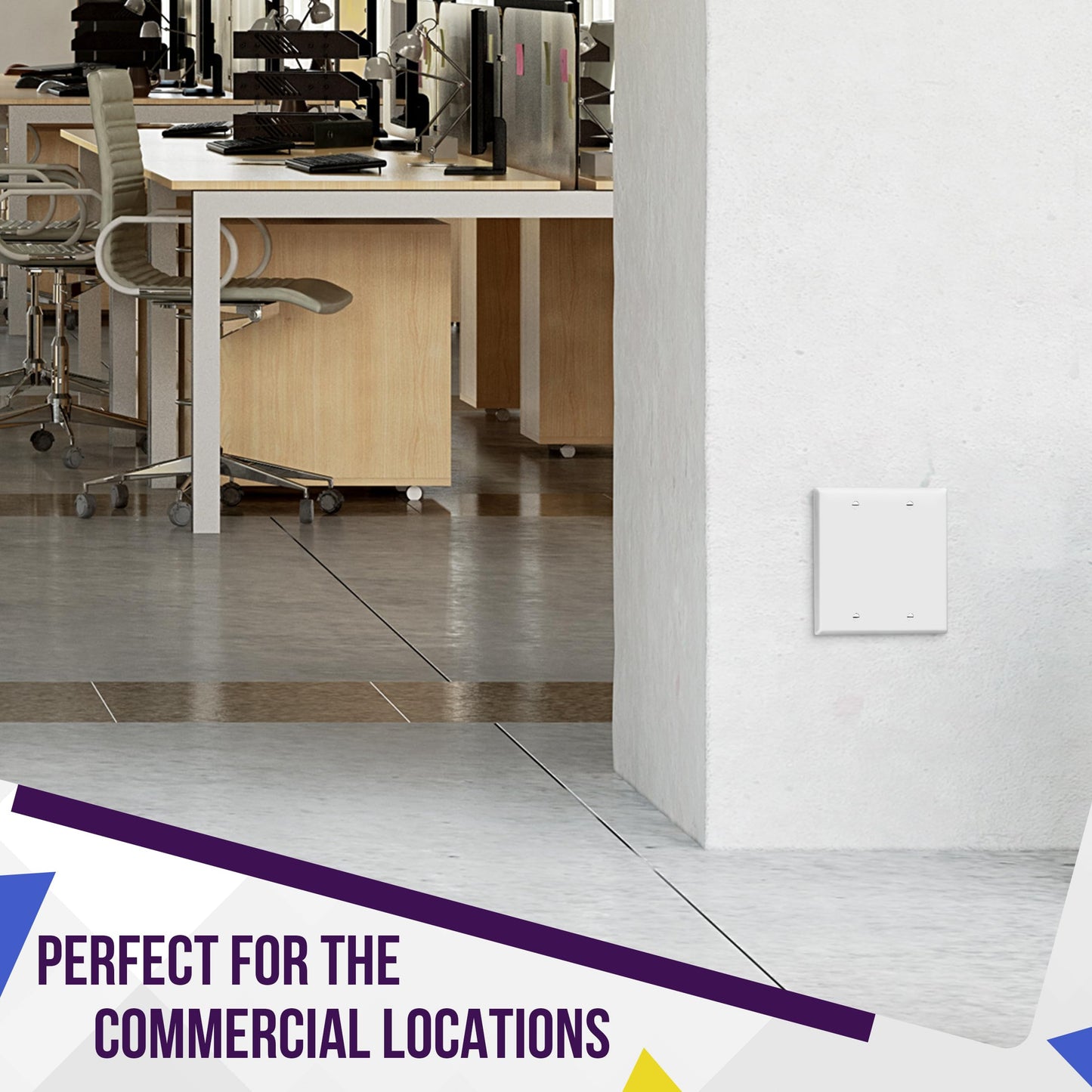 ENERLITES Double Blank Device Wall Plate Cover, Gloss Finish, Standard Size 2-Gang 4.50" x 4.57", Unbreakable Polycarbonate Thermoplastic, 8802-W-4PCS, White, 4 Pack