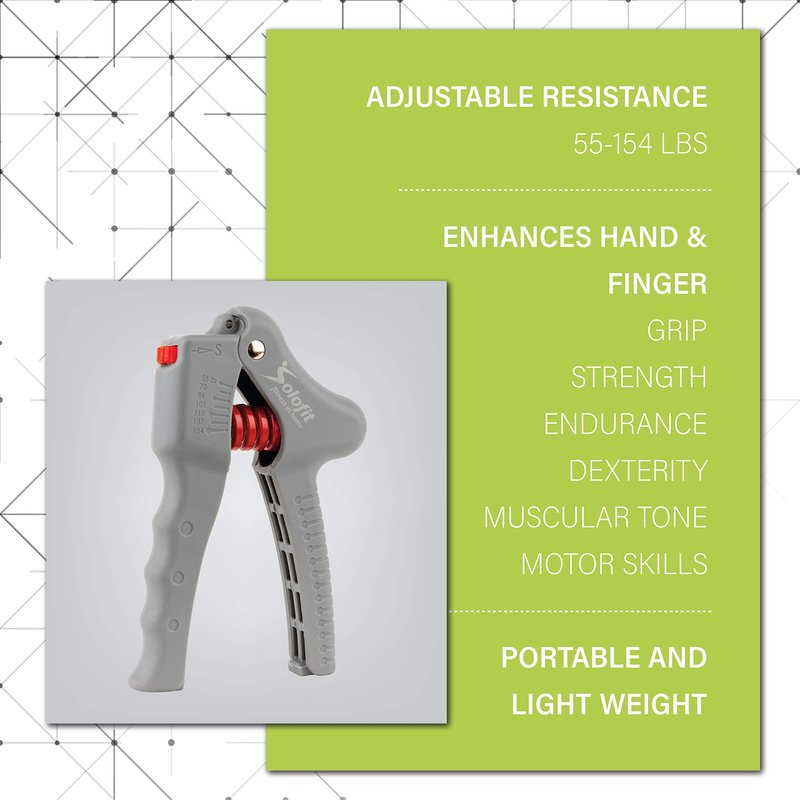 Solofit Hand Grip Strengthener with Adjustable Resistance (55 to 154lbs) – Heavy Duty Hand Workout Equipment for Finger Exercise – Hand & Finger Stretcher for Men & Women