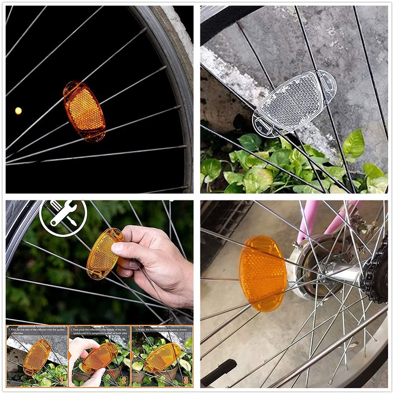UoYu 8 pcs Bicycle Wheel Mountain Bike Accessories Signage Decoration Safe Warning Green Oval Reflector Bicycle Spoke