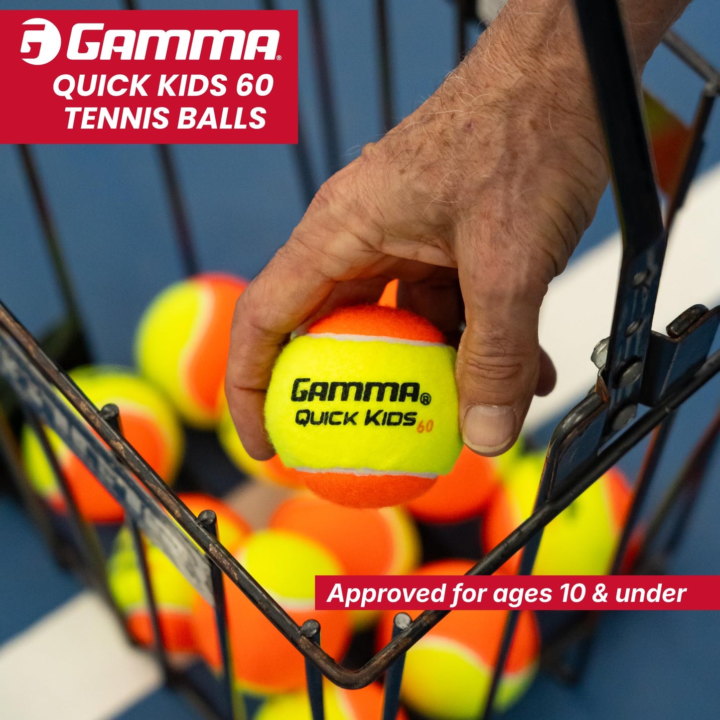 Gamma Quick Kids 60 Training Tennis Balls for Kids & Beginners, Low-Compression Core Reduces Speed & Bounce, Great for Tennis Practice, USTA & ITF Approved for 10 & Under Tournaments, Bag of 12