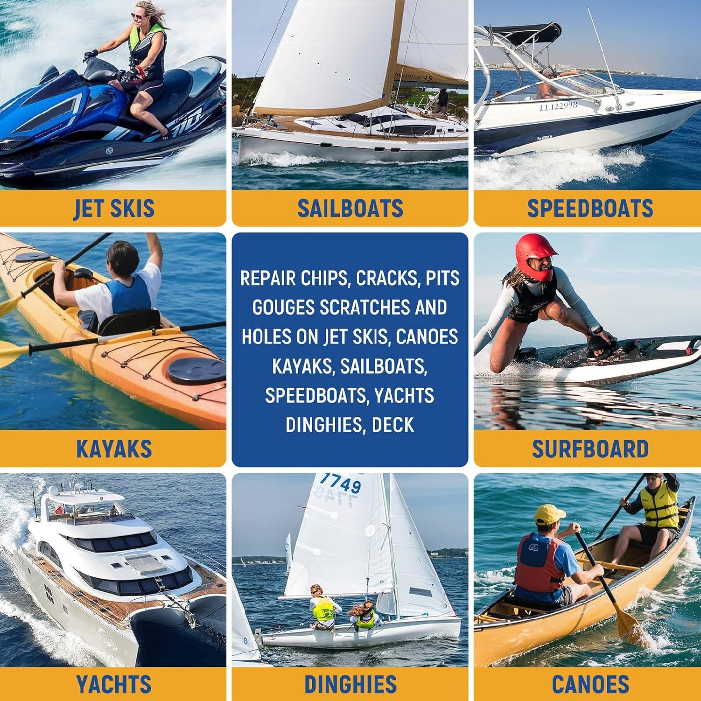 Skiennix Fiberglass Boat Repair Kit - White Resin Gel Coat for Marine Repairs | 2-Pack