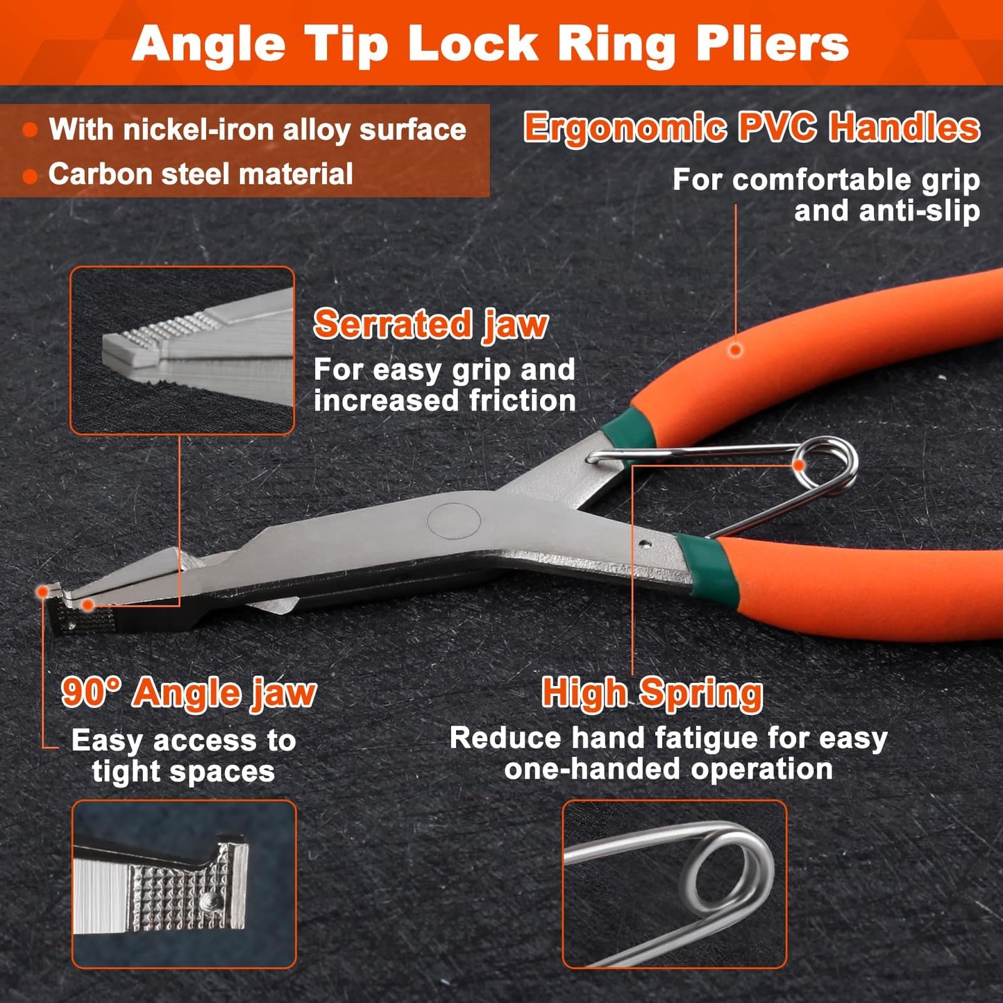 SPEEDWOX 9 inch Angle Tip Lock Ring Pliers with Hole Special Circlip Plier Angle Tip Retaining Ring Pliers Snap Ring Pliers Ring Removal Tool C-clip for Removing Installing Gearshift Locking Rings