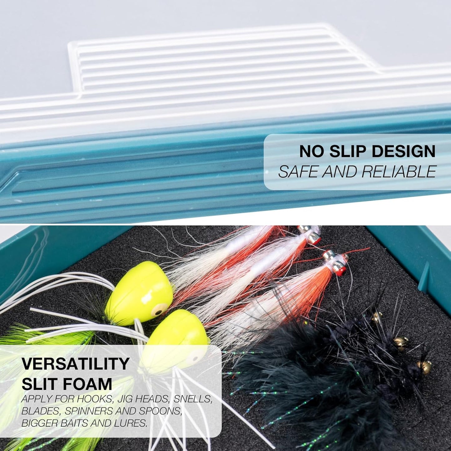 SF Fishing Tackle Box - 3600 Slit Foam Case for Hooks & Jigs - Durable Plastic Storage Tray, 1 Pack