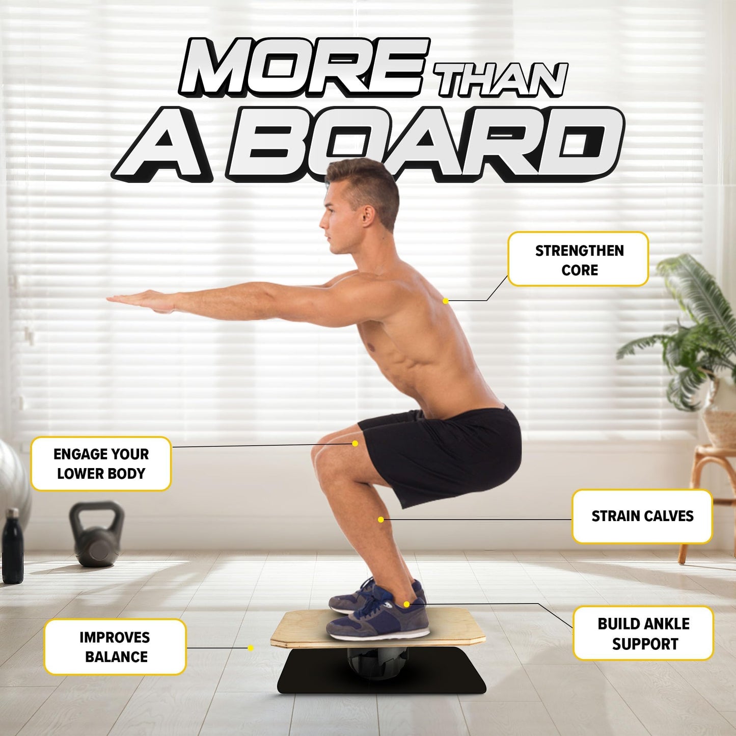 Yes4All 20 inch Professional Rocker Board with 3 levels 15,18 and 20 degrees, Anti-Slip Wooden Balance Board Easily Rocking, Standing Balance Board From Side to Side or Front to Back