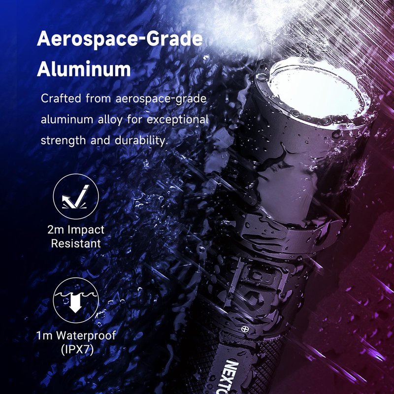 NEXTORCH P81 Rechargeable Flashlight High Lumens, 3700 Lumens LED Tactical Flashlight with 4 Modes & Strobe & Ceramic Glass Breaker for Night Duty, Outdoor Adventure, Self-Protection, Daily Use