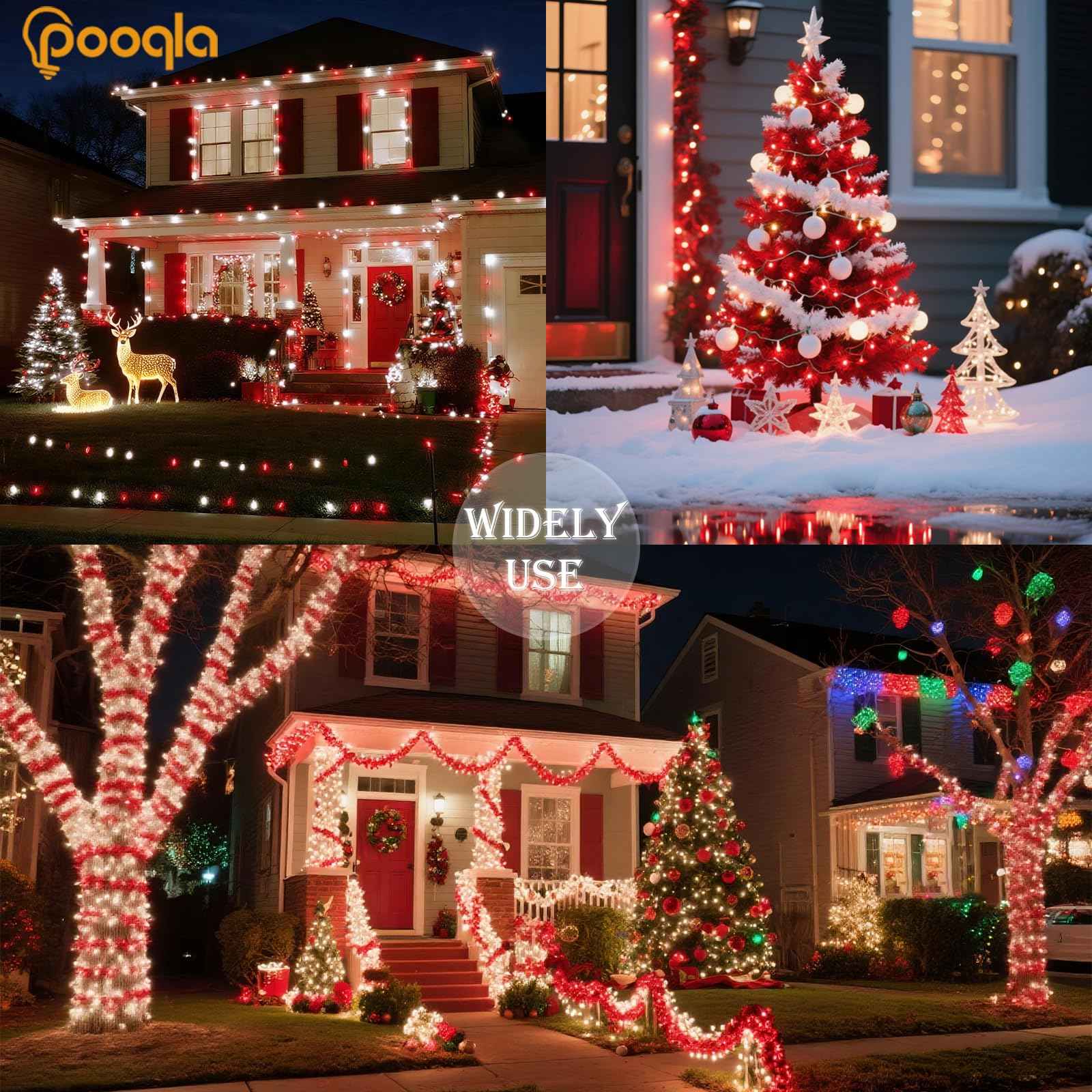 Christmas String Lights, 66 ft 200 LED Christmas Lights Plug in, Indoor Outdoor Connectable 8 Modes Clear Wire Twinkle Fairy String Lights for Xmas Tree Halloween Wedding Bedroom Party, Red and White