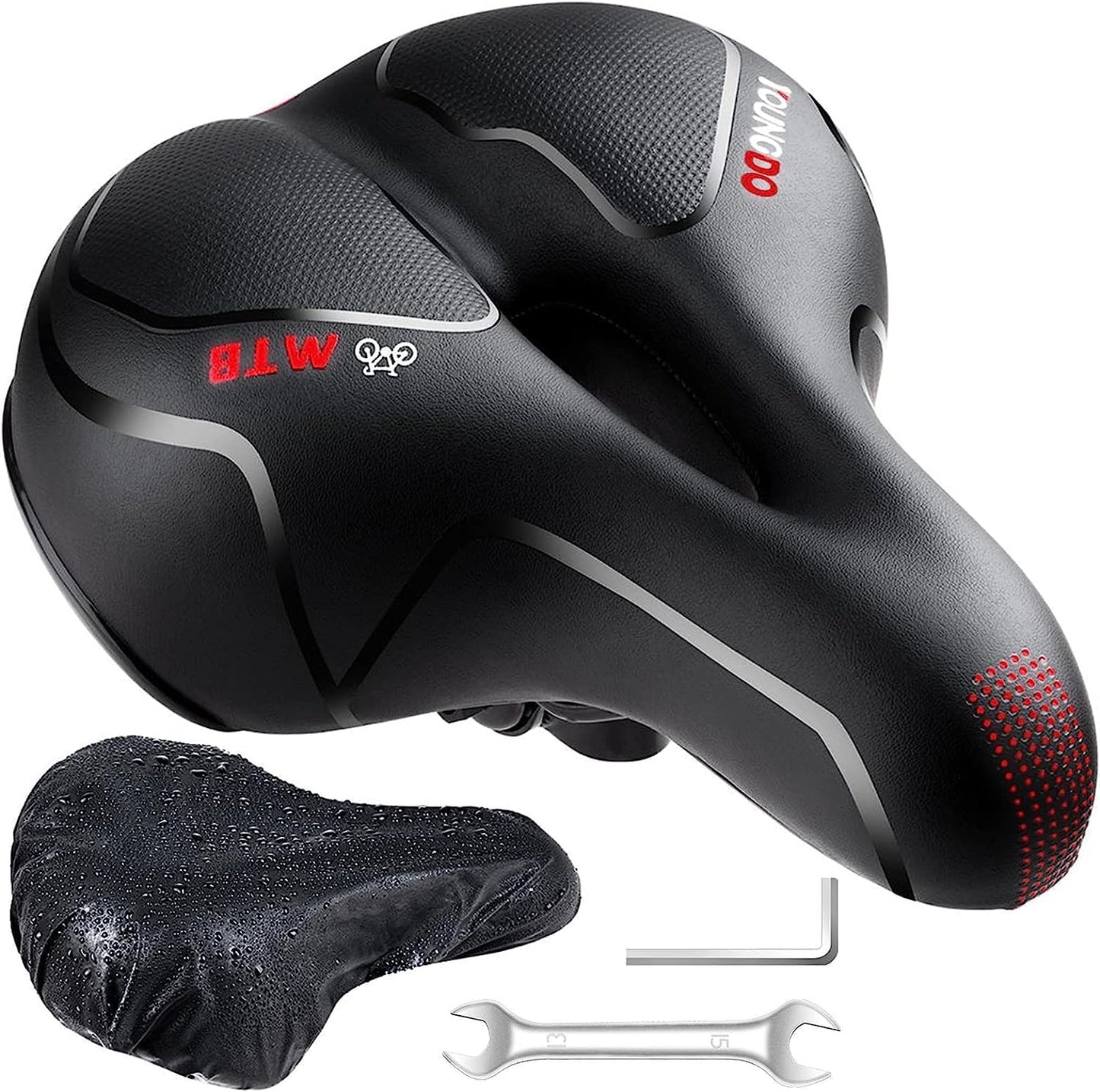 YOUNGDO Bike Seat - Comfortable Wide Gel Saddle for Road & Mountain Bikes | Breathable Design