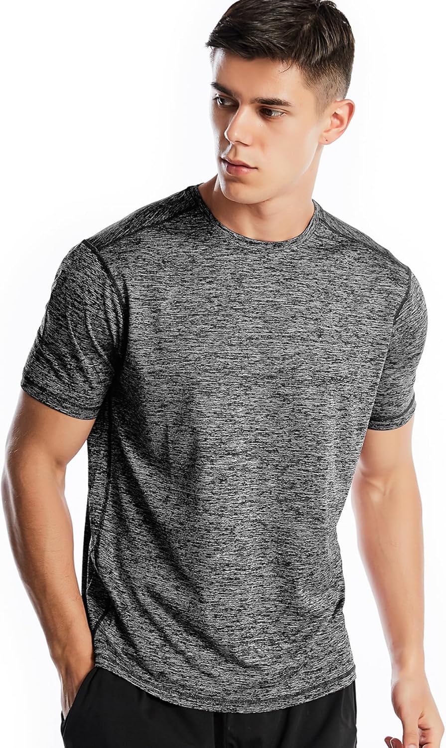 Zengjo Athletic Shirts for Men - Quick Dry Short Sleeve Workout Tee | Moisture-Wicking Gym Top