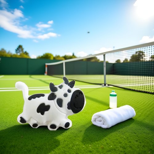 Jinshining White Cow Cute Animal Shapes Tennis Racket Vibration Dampener Soft Silicon Racket Dampener Cartoon Shape Tennis Racquet Shock Absorbers Tennis Racket for Racquetball