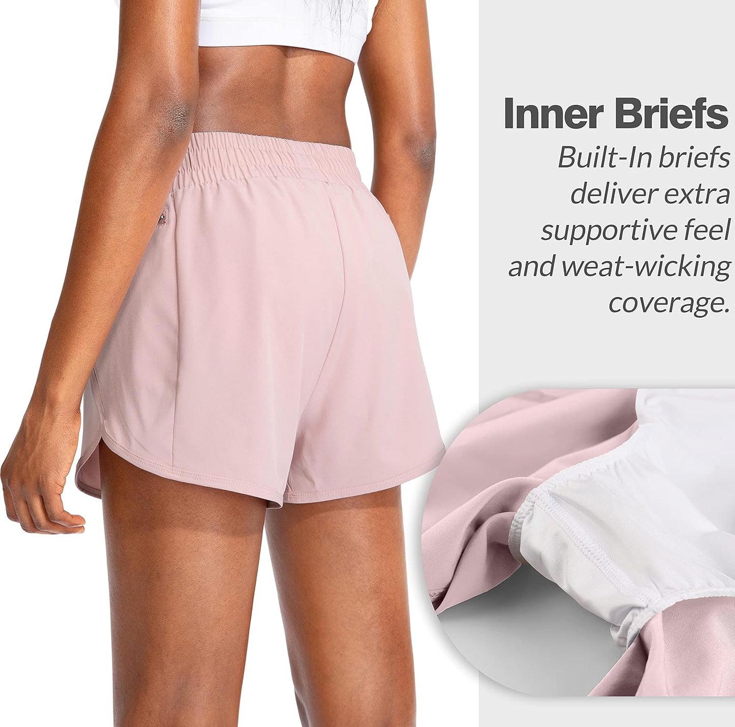 Soothfeel Women's High Waisted Running Shorts - Zipper Pockets & Liner for Gym Workouts