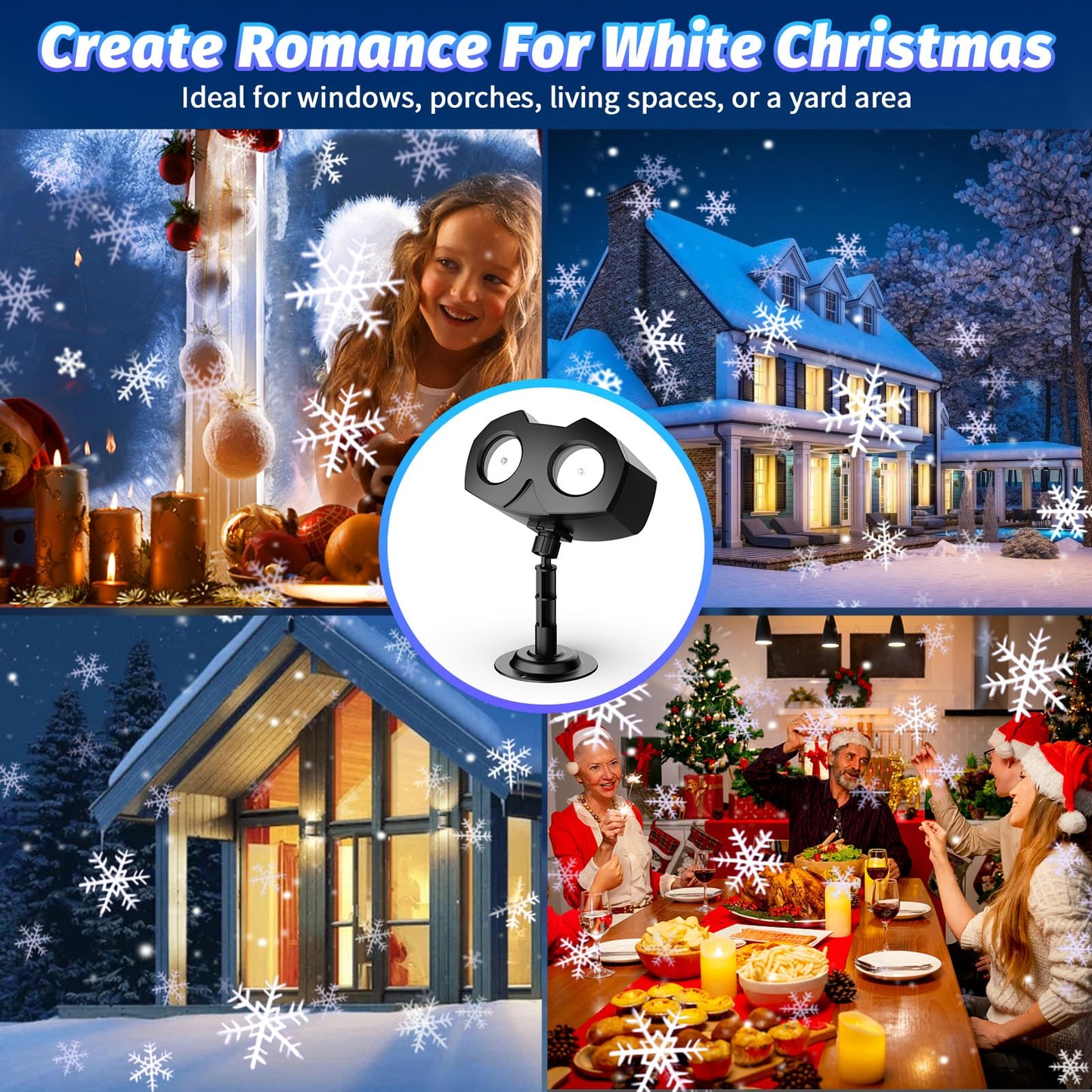 Christmas Snowflake Projector Lights Outdoor, Brighter High Definition LED Snowflake Lights Remote Control, IP65 Waterproof Christmas Decorations Lighting for Indoor Xmas Holiday Party Garden Patio